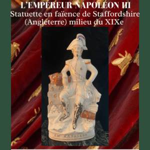 L'Empereur Napoléon III en faïence polychrome et or Manufacture anglaise STAFFORSHIRE XIXe