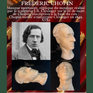 CHOPIN Frédéric - Masque mortuaire de Chopin par J.B. Clésinger ; plâtre patiné, hauteur 31,5 cm, largeur 18 cm
