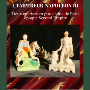 L’empereur Napoléon III deux encriers en porcelaine de Paris époque Second Empire