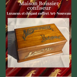 Maison Boissier - Confiseur - Elégant et luxueux coffret en bois avec applications de brins de muguet en laiton vers 1910