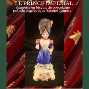 Le Prince impérial en uniforme de grognard de la Garde impériale statuette en biscuit