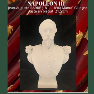 L’Empereur Napoléon III par Aug. Barre - Manufacture Gille buste en biscuit 21,5 cm