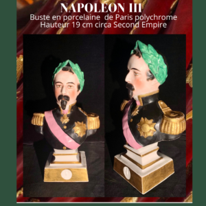L'Empereur Napoléon III buste polychrome en porcelaine de Paris