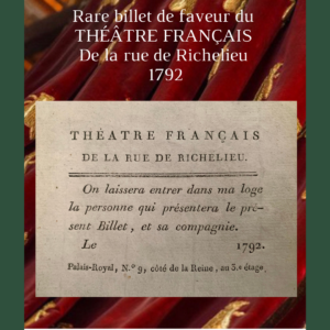Théâtre Français 1792 billet de faveur vierge
