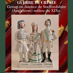 Guerre de Crimée groupe en faïence polychrome Manufacture anglaise STAFFORSHIRE XIXe