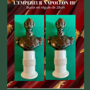 L'Empereur Napoléon III buste en régule sur piédouche en porcelaine époque second Empire