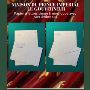 Maison du Prince impérial Le Gouverneur papier à lettres vierges & enveloppe avec son timbre sec